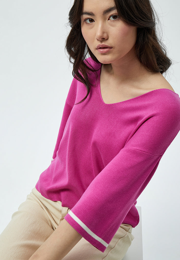Peppercorn Tana Wide Sleeve Pullover Pullover 4122S Magenta Pink Stripe