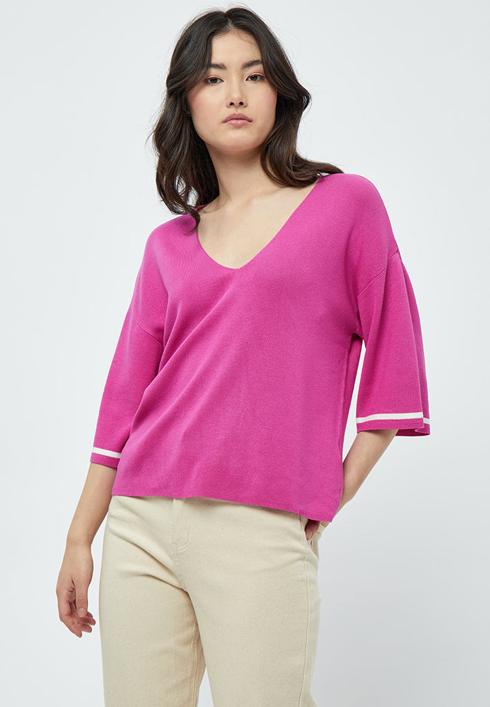 Peppercorn Tana Wide Sleeve Pullover Pullover 4122S Magenta Pink Stripe