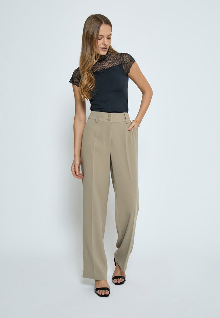 Minus Vanessa Short Sleeve High Neck Top 100 Black